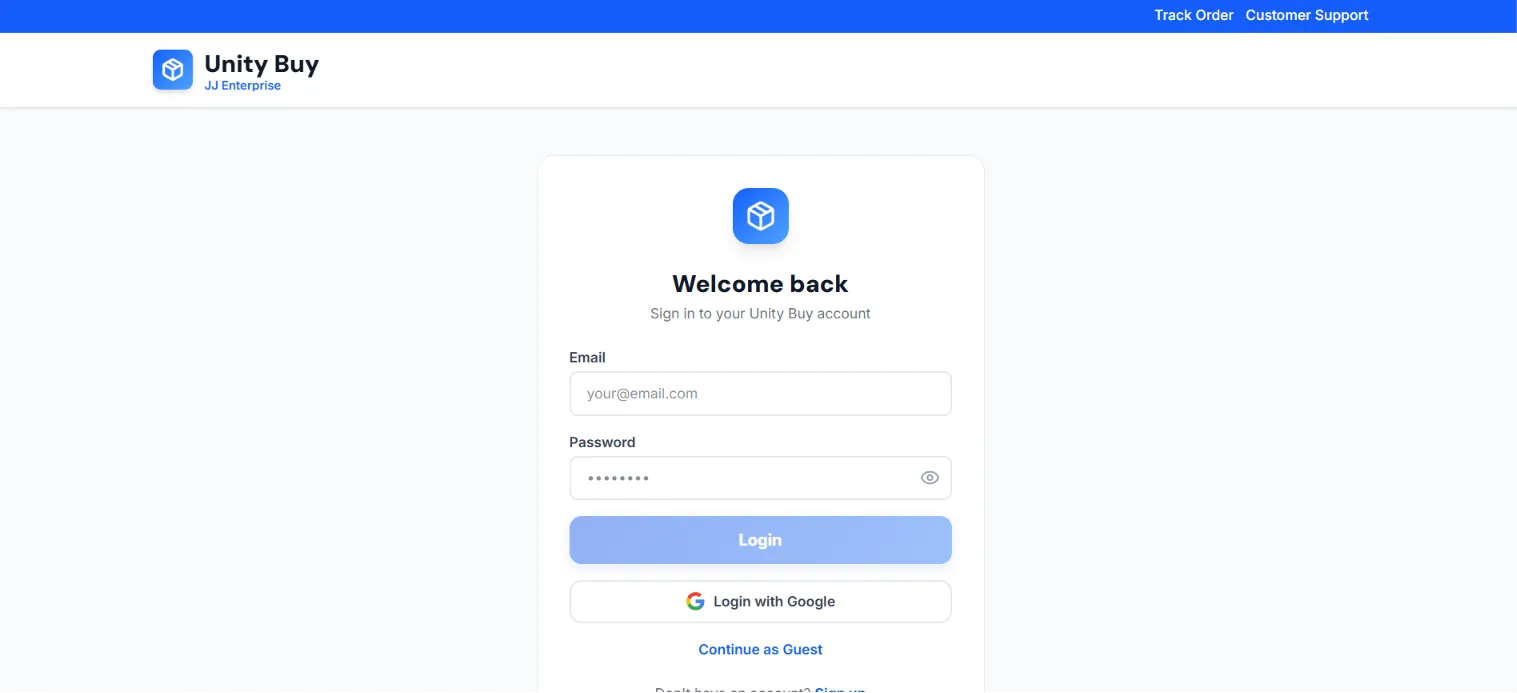 Unity Buy interface screenshot 1